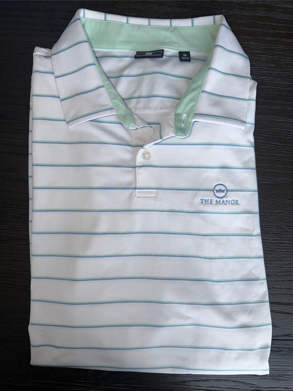 FootJoy White Polo with Mint Green Stripe and Collar